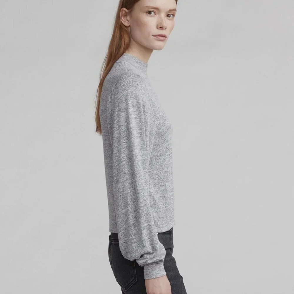 Rag & Bone Bigsby Heather Grey Blouse Balloon Long Sleeve - Size Medium - Picture 5 of 6